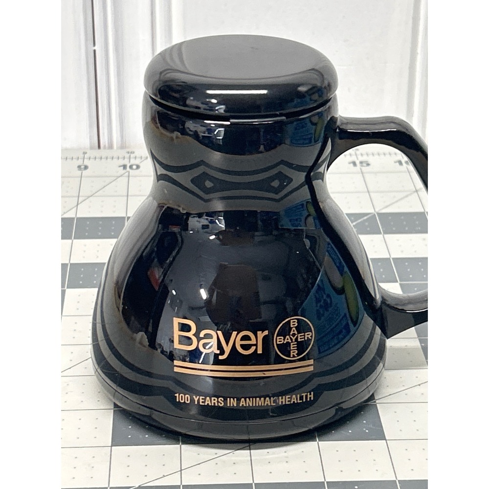 Bayer Travel Mug Black Animal Health Non-Tip Wide Base Promo Pharma Spill Proof